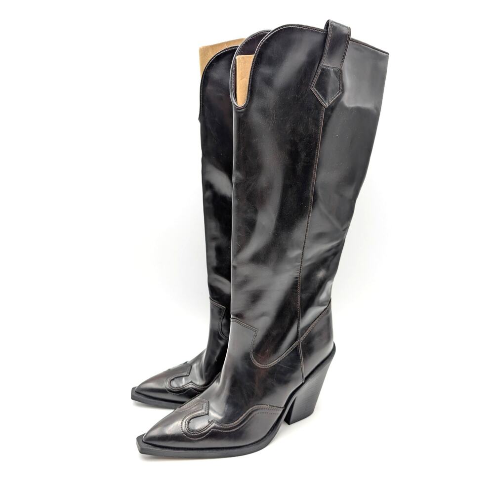 Abound Zahra Knee High Western Boots Side Zip Women's Dark Brown Size US8M EU38